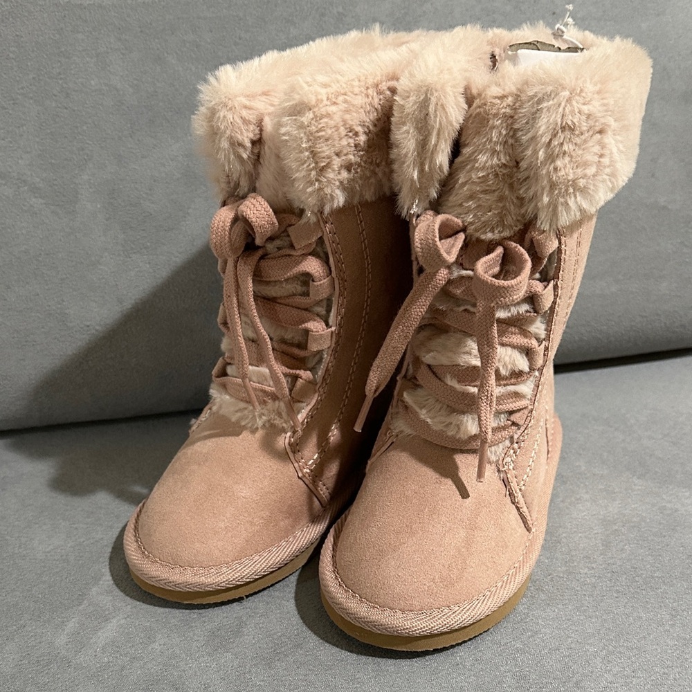 Pink Boots w/ Tan Faux Fur-Lined Old Navy Kids